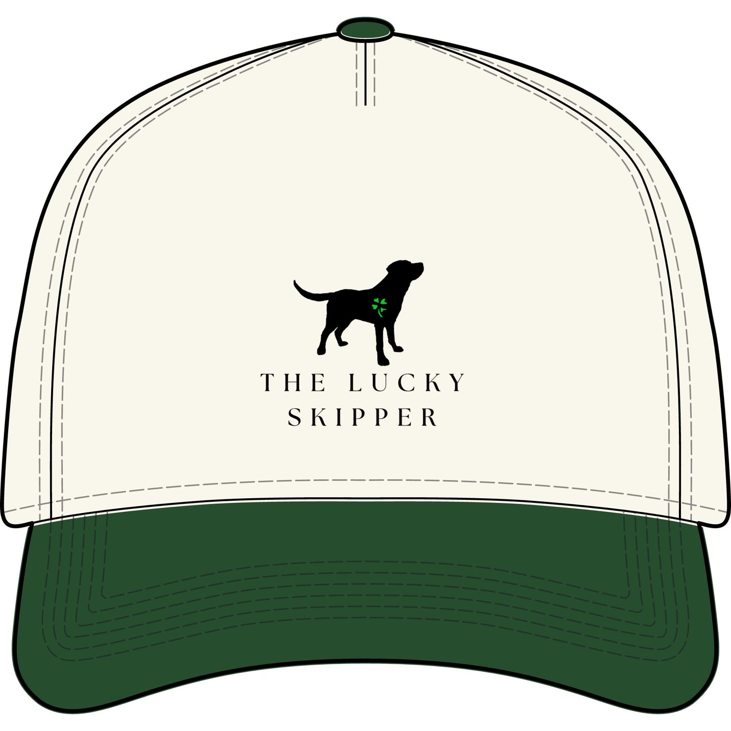 The Lucky Skipper Dog Logo Hat — Two-Tone Baseball Cap