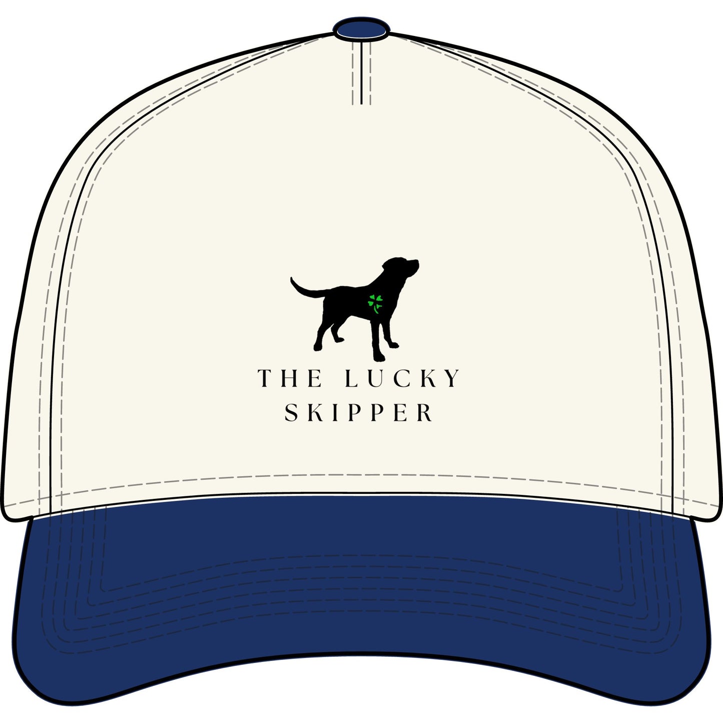 The Lucky Skipper Dog Logo Hat — Two-Tone Baseball Cap
