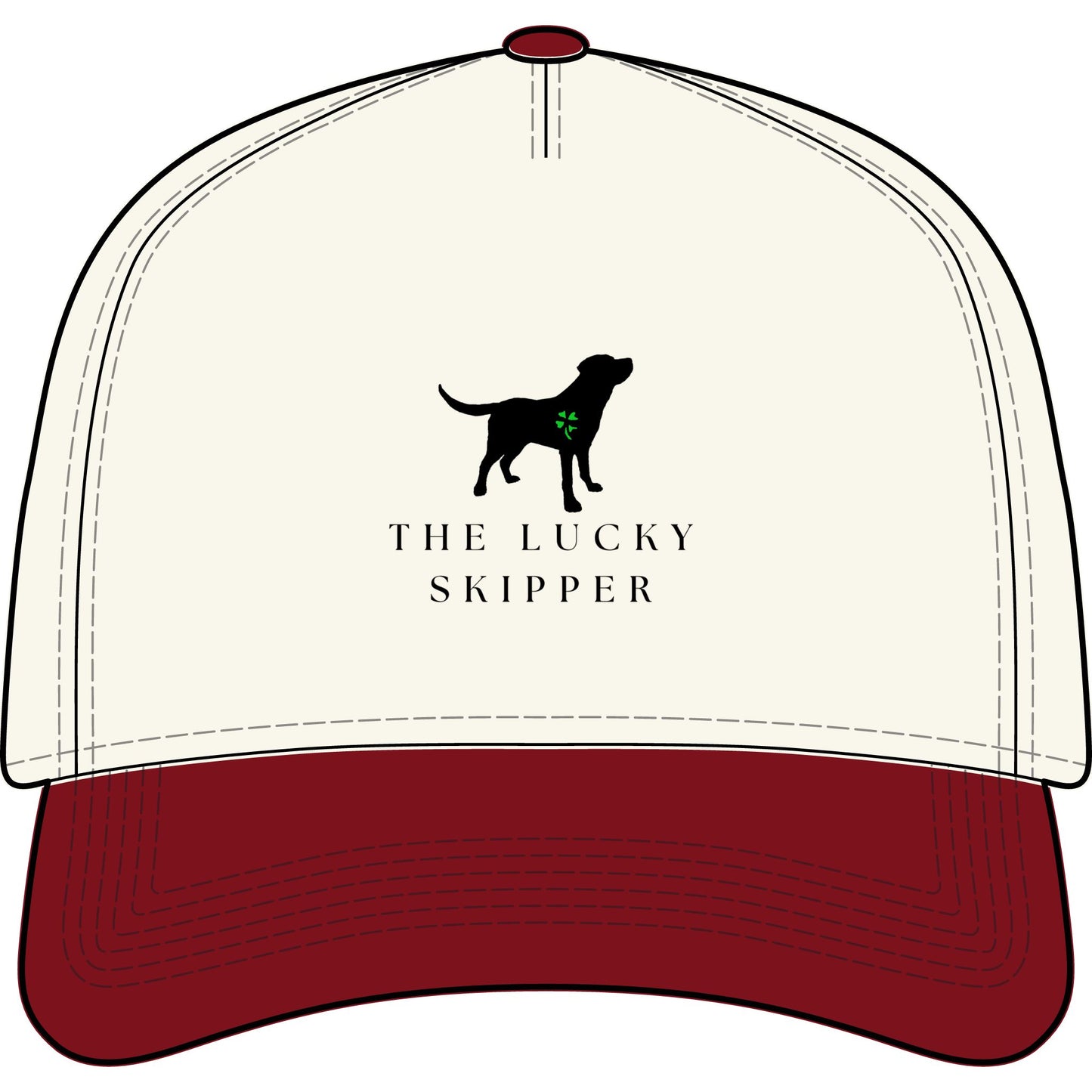 The Lucky Skipper Dog Logo Hat — Two-Tone Baseball Cap